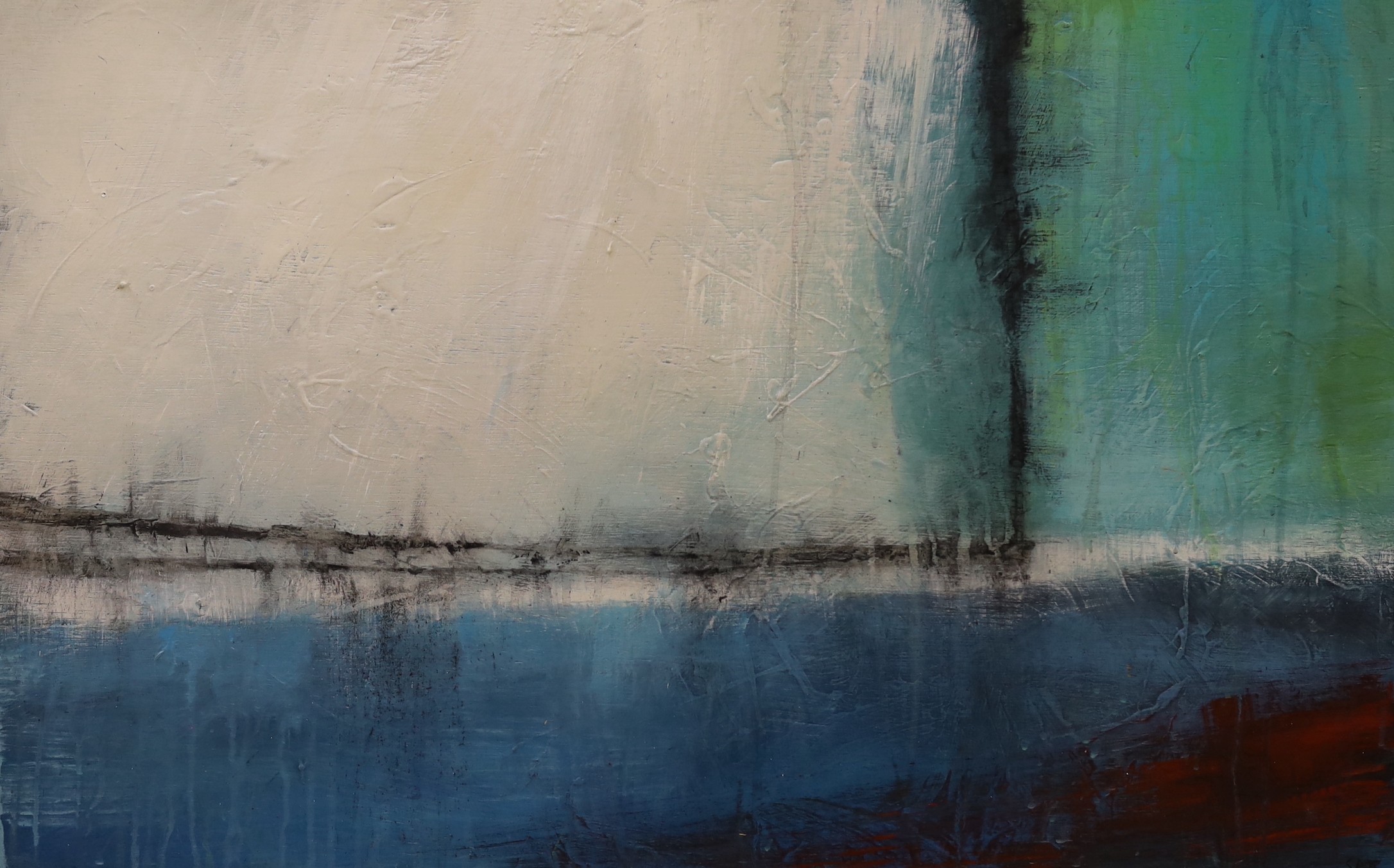 Ben Catt (b.1970), oil on board, 'Grey water then Blue', signed, dated 1905 verso, 54 x 84cm